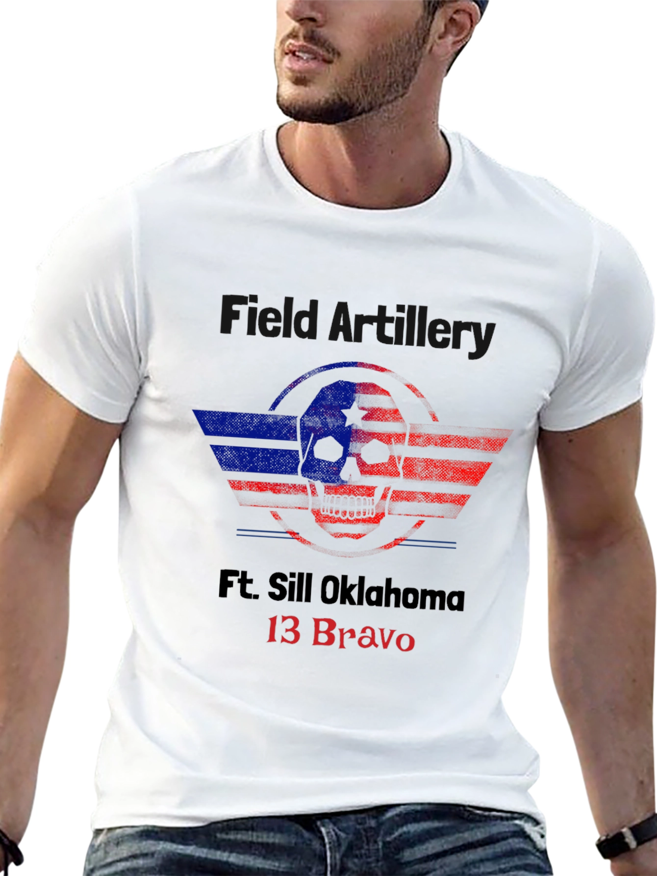 Ft. Sill Oklahoma 13 Bravo Skull Graphic T-Shirt