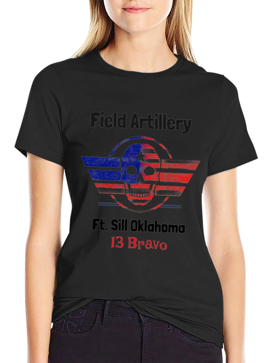 Ft. Sill Oklahoma 13 Bravo Skull Graphic T-Shirt