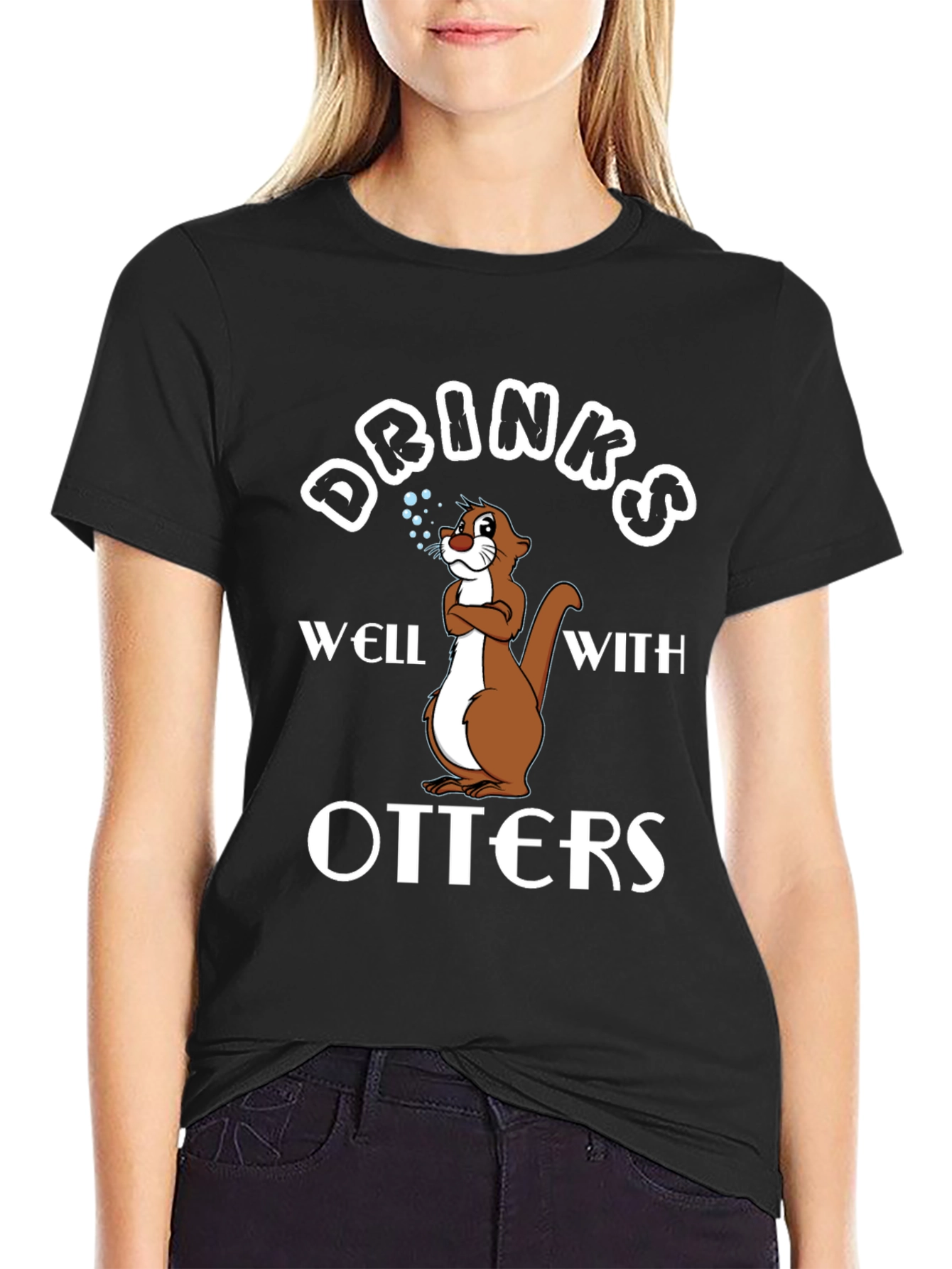 Drinks Well With Otters Graphic T-Shirt