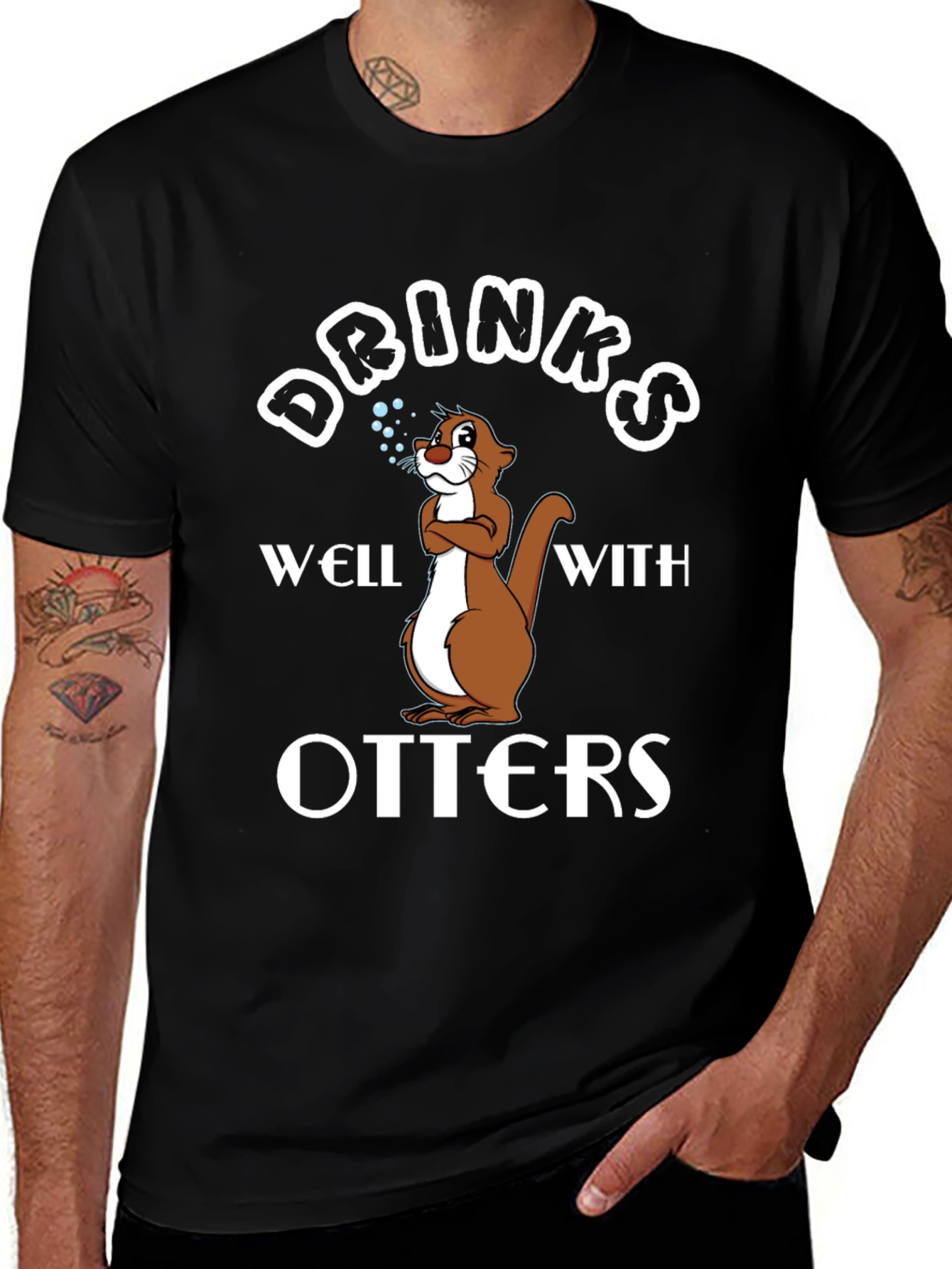 Drinks Well With Otters Graphic T-Shirt
