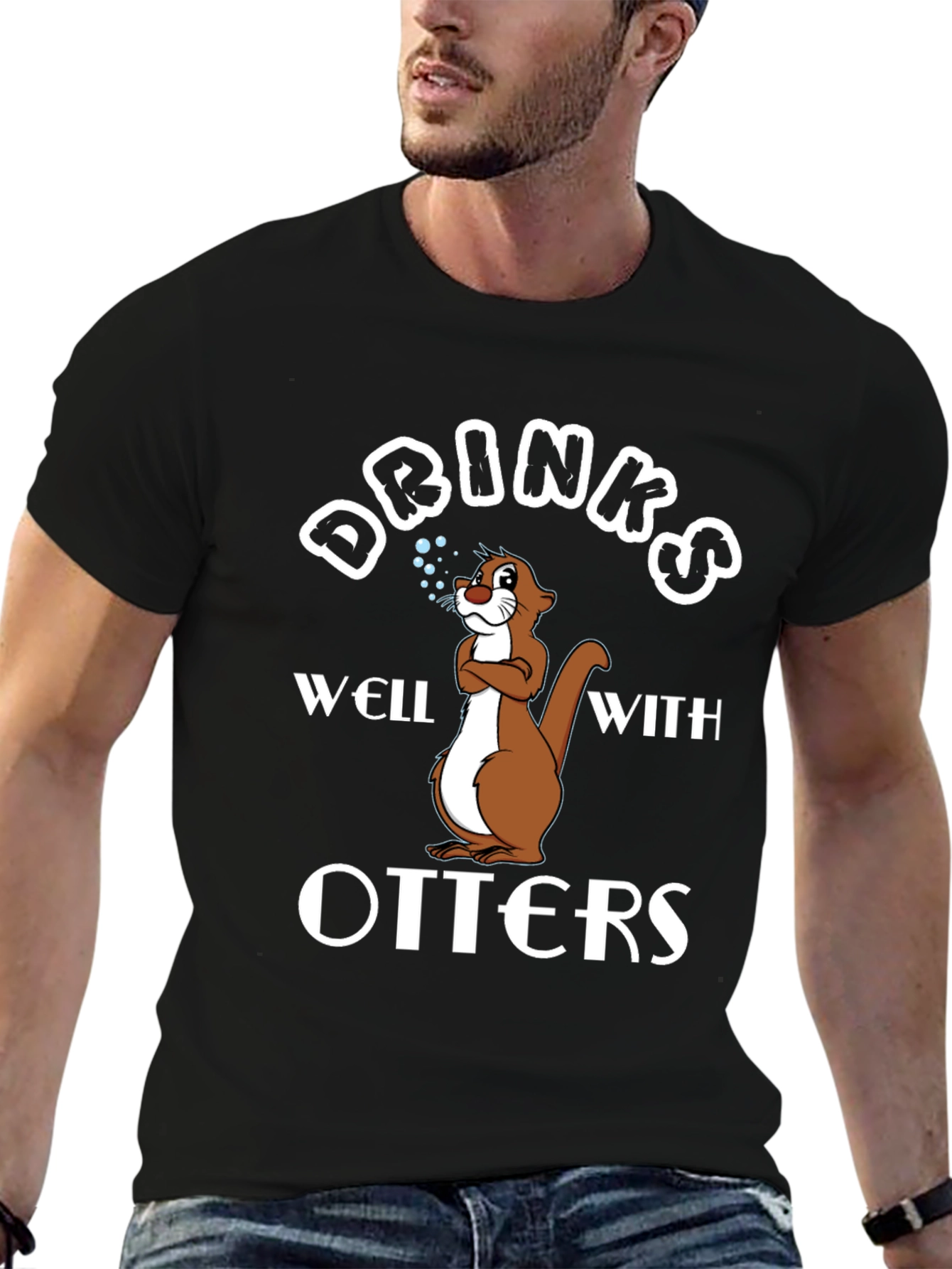 Drinks Well With Otters Graphic T-Shirt