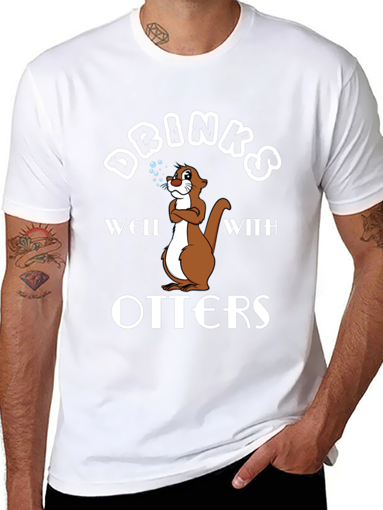 Drinks Well With Otters Graphic T-Shirt
