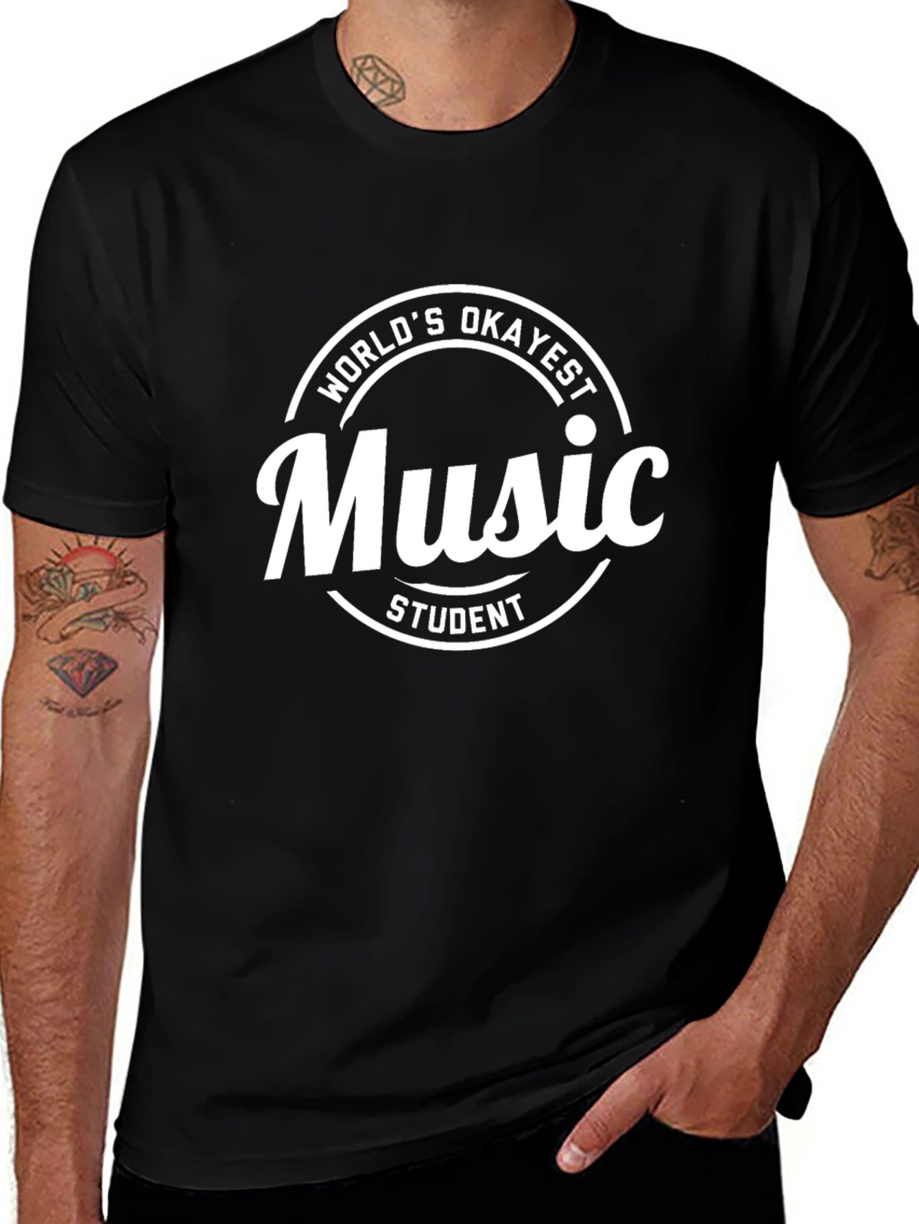 Worlds Okayest Music Student Black T-Shirt