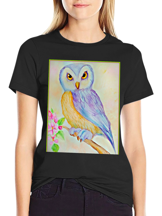 Owl Art Print Graphic Tee - Unisex Black T-Shirt