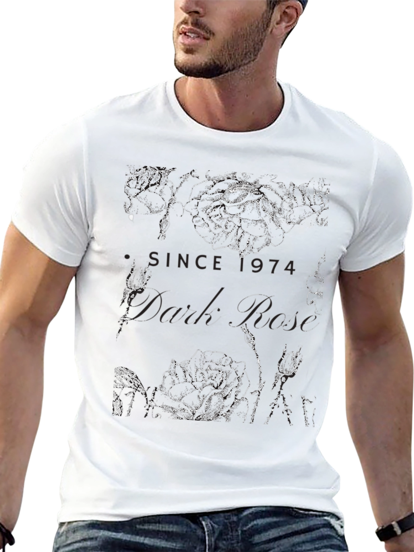 Dark Rose Graphic Tee - Since 1974 Black T-Shirt
