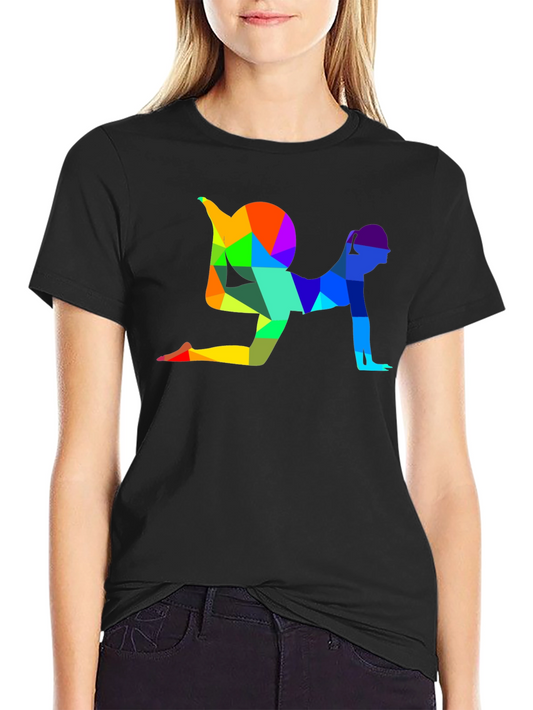 Geometric Yoga Pose Graphic T-Shirt - Unisex Black Tee