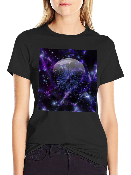 Cosmic Lightning Orb Graphic Tee - Black