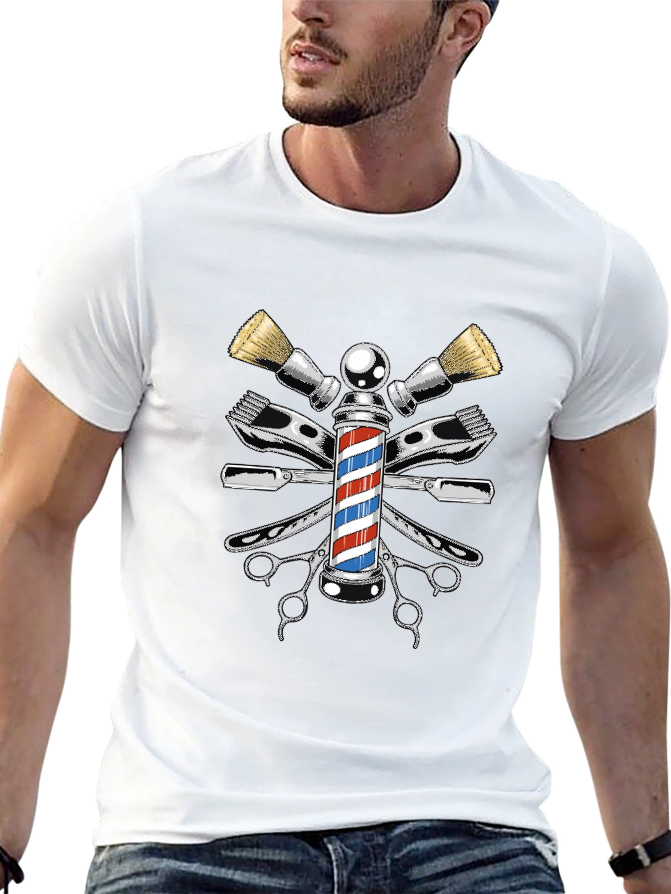 Barber Pole Graphic Tee - Classic Barber Design