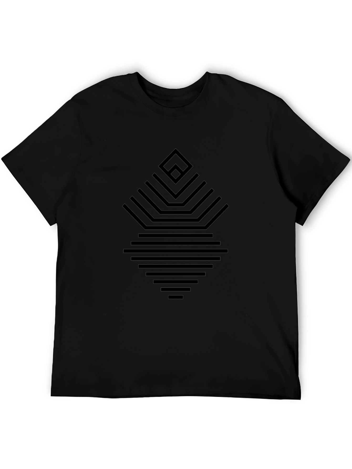 Geometric Line Art Black T-Shirt for Men