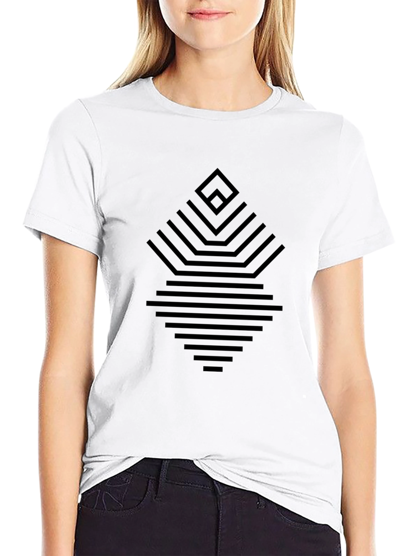 Geometric Line Art Black T-Shirt for Men