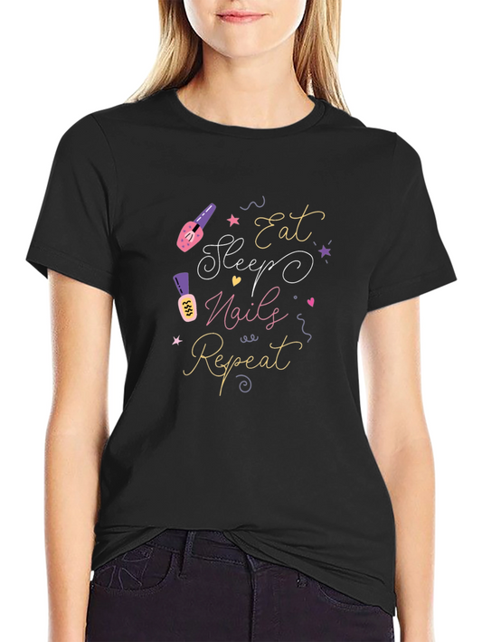 Eat Sleep Nails Repeat Graphic Tee