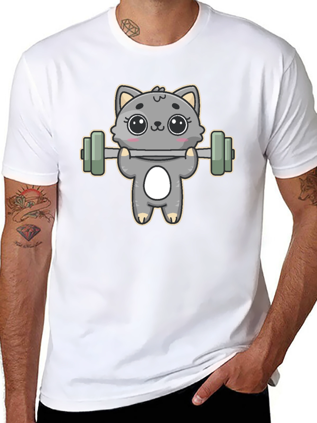 Cute Weightlifting Cat T-Shirt