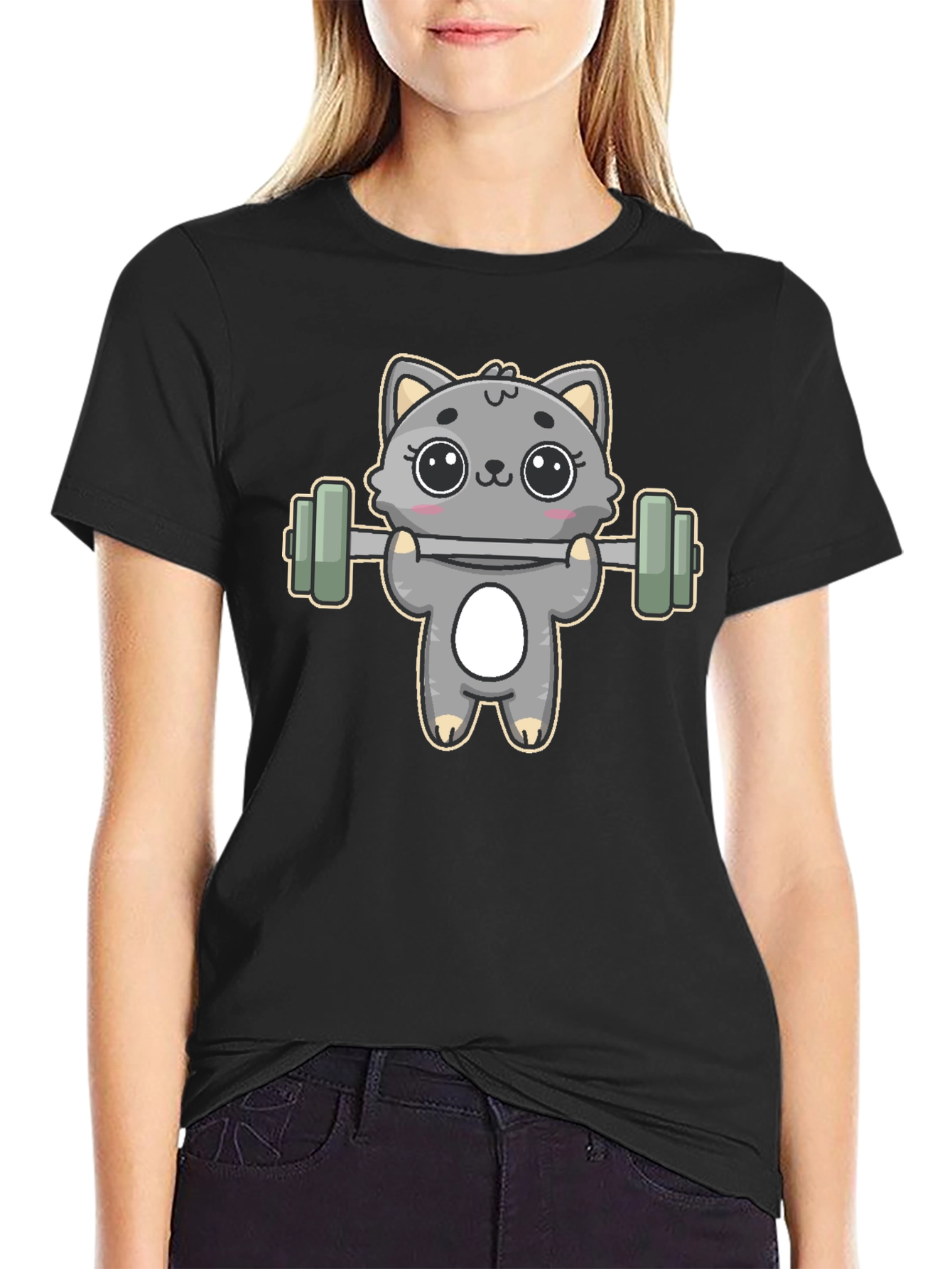 Cute Weightlifting Cat T-Shirt