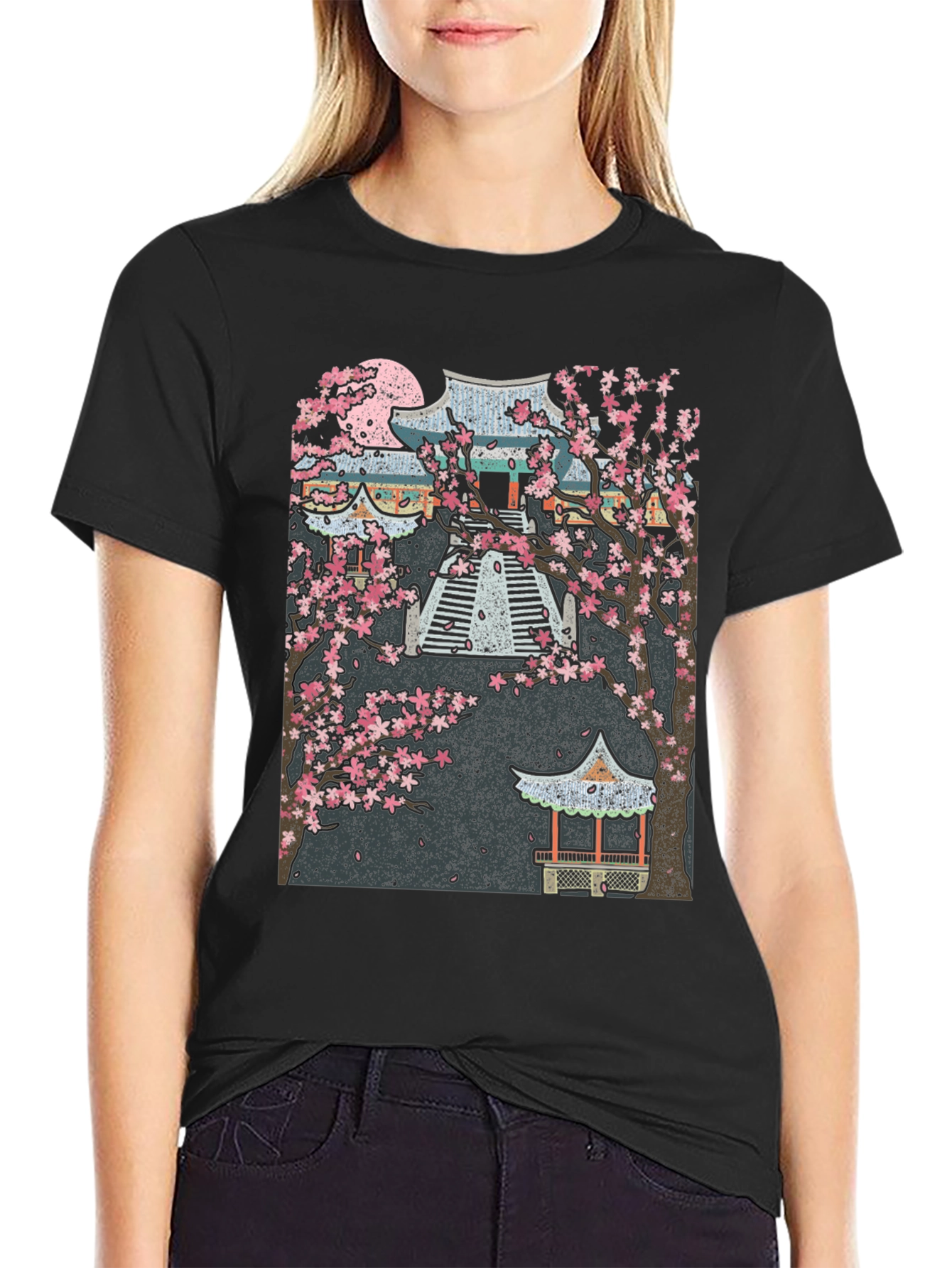 Sakura Temple Black T-Shirt