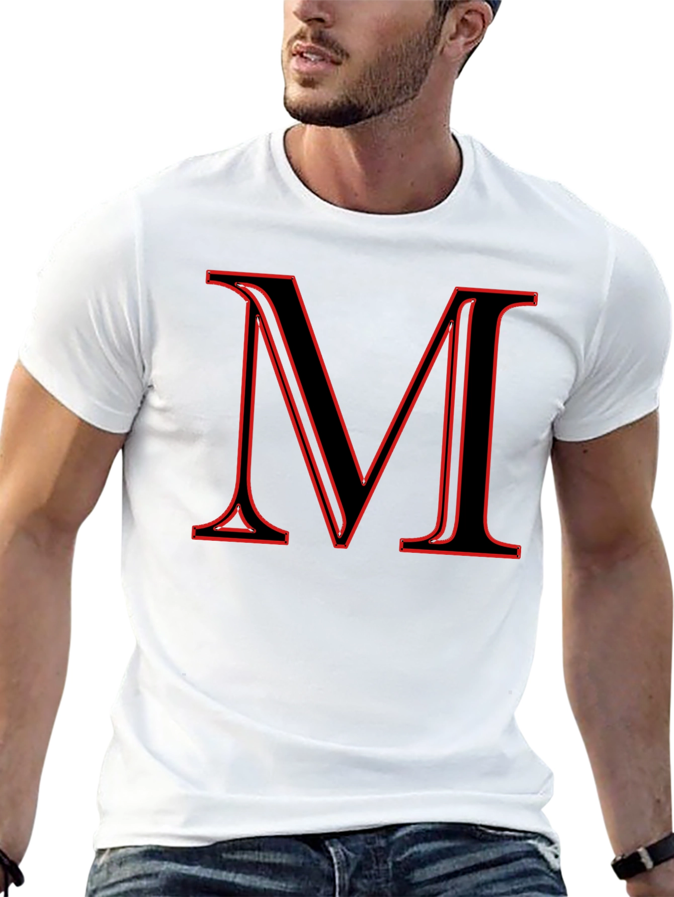Bold Initial M Black T-Shirt
