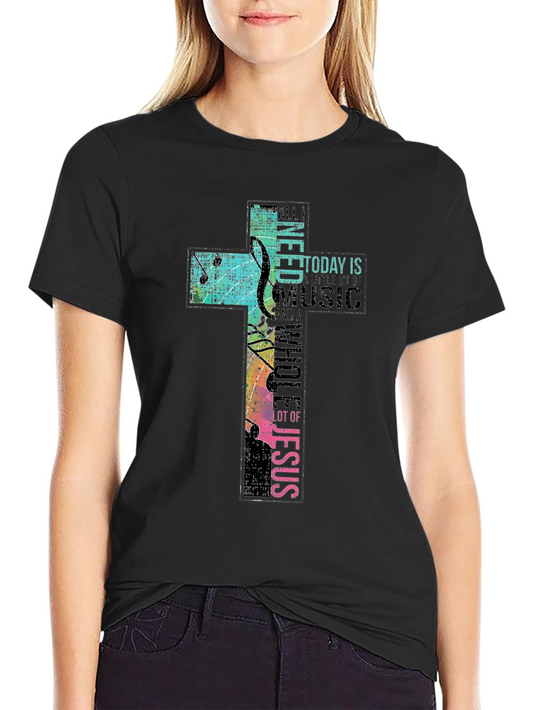 Christian Music Cross T-Shirt - Black