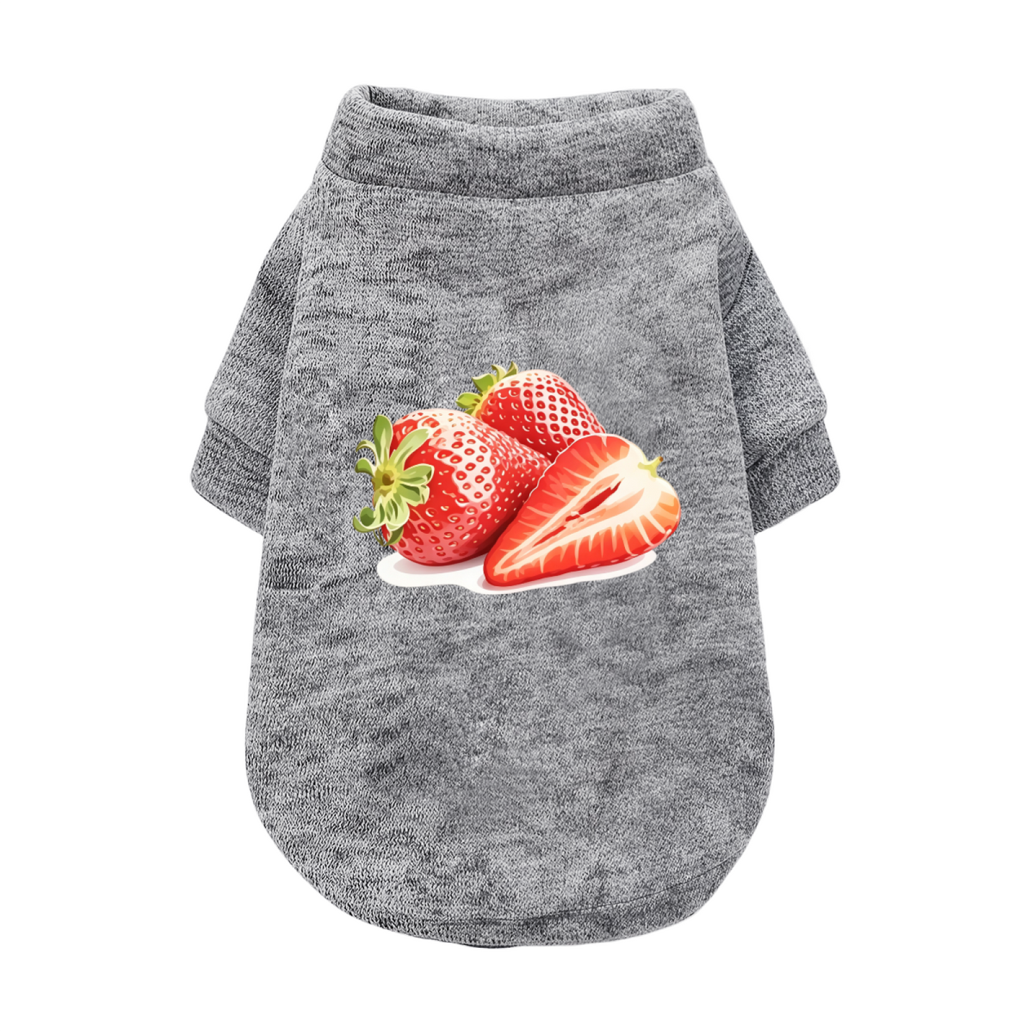 Juicy Strawberry Print Black Pet Cardigan Sweater