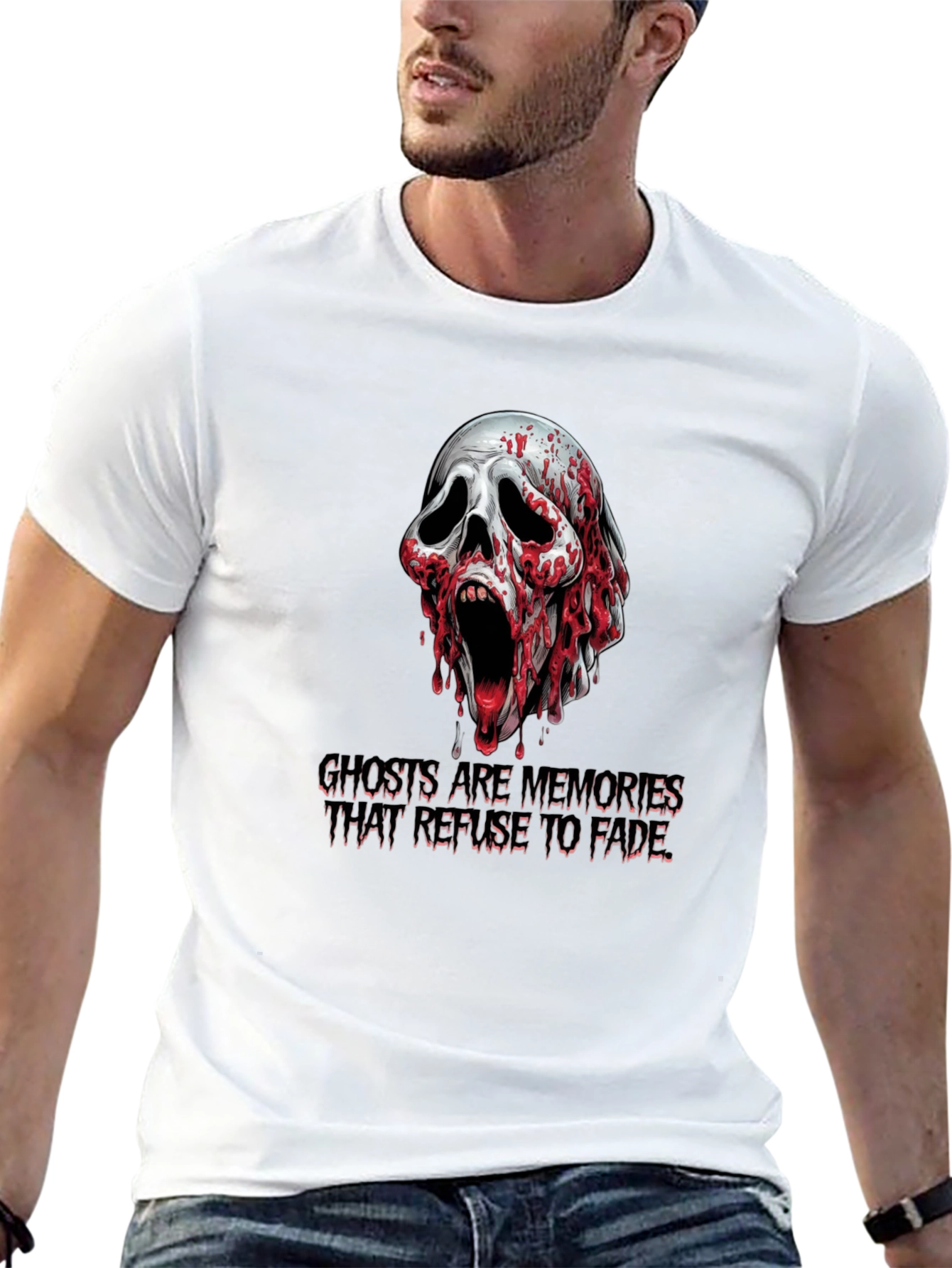 Spooky Skull Graphic Tee: Ghosts Are Memories