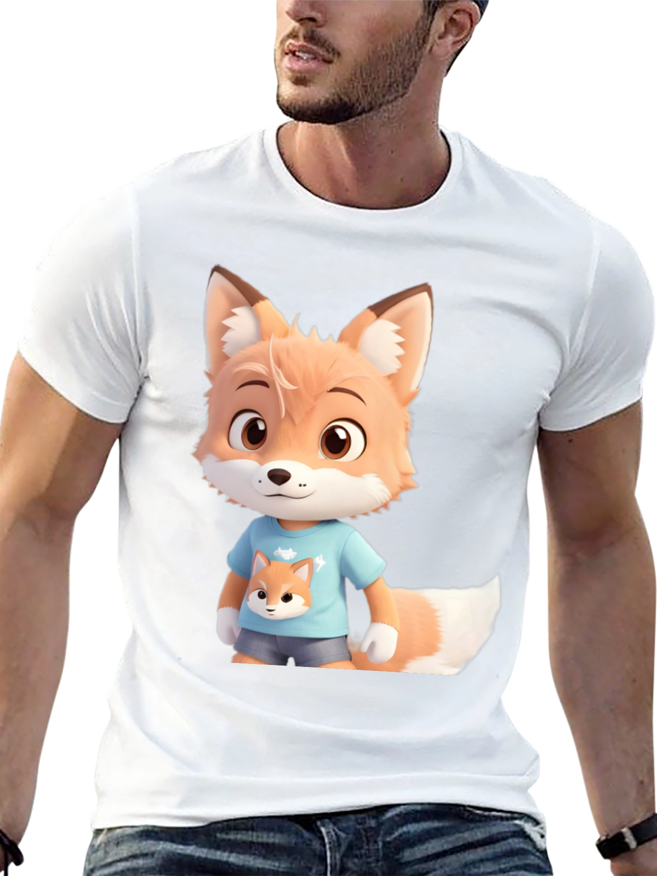 Cute Fox Cartoon Character Graphic Tee