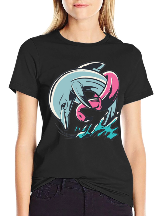 Dolphin & Flamingo T-Shirt - Unique Graphic Tee