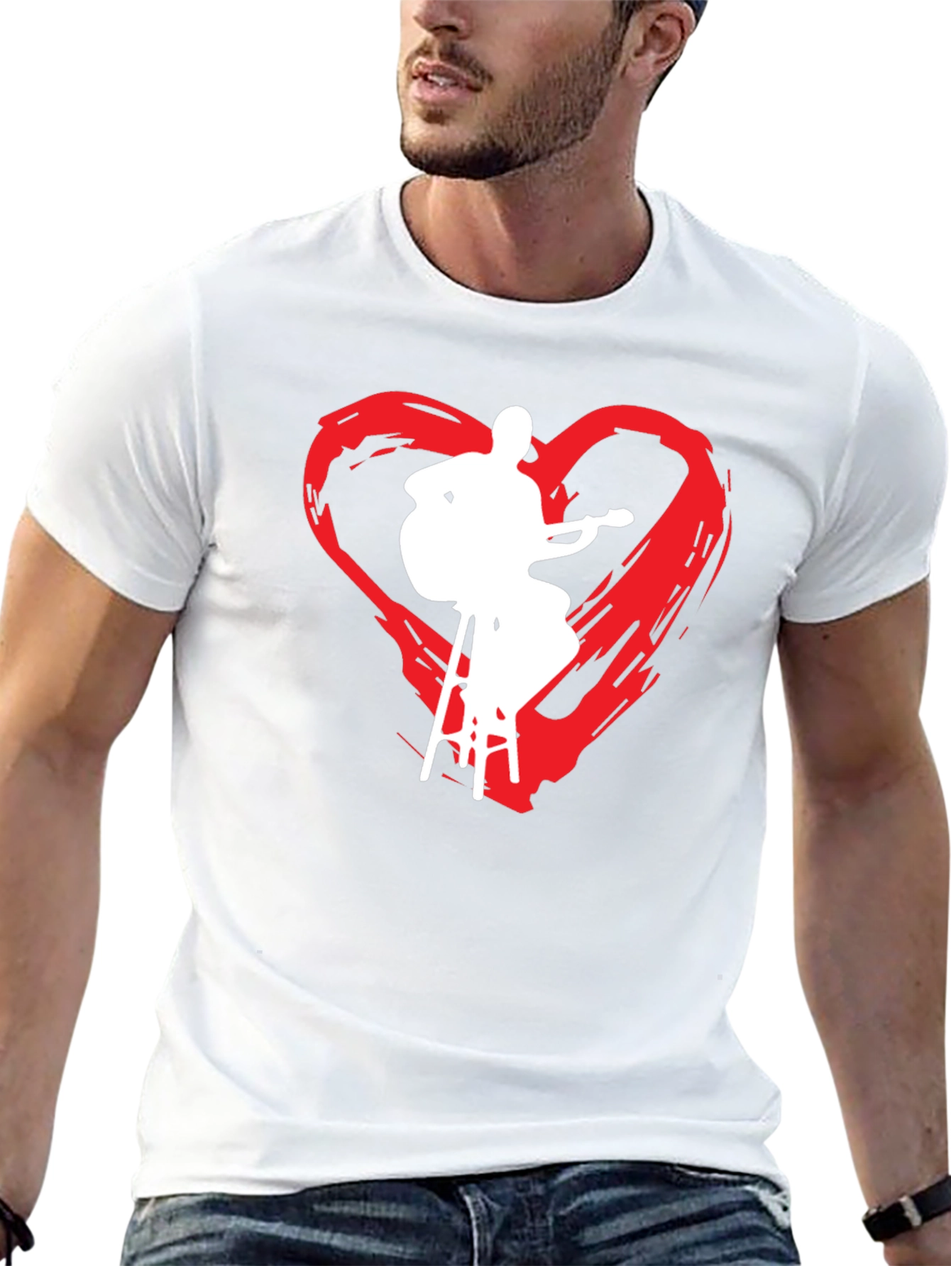 Musician Heart Graphic Tee - Black Cotton T-Shirt