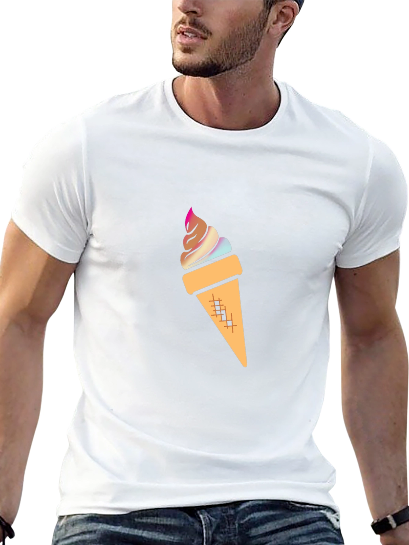 Ice Cream Graphic Tee - Stylish Black Cotton T-Shirt