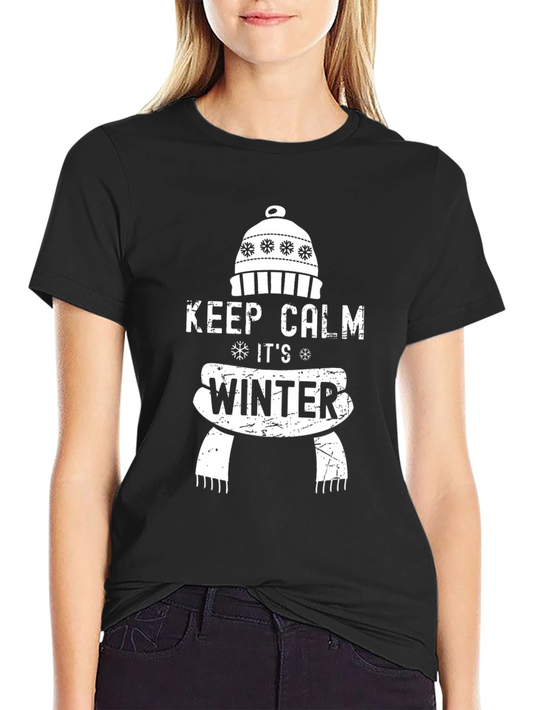 Keep Calm Its Winter Black Graphic T-Shirt