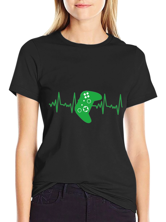 Gamer Heartbeat T-Shirt - Black Cotton Gaming Tee