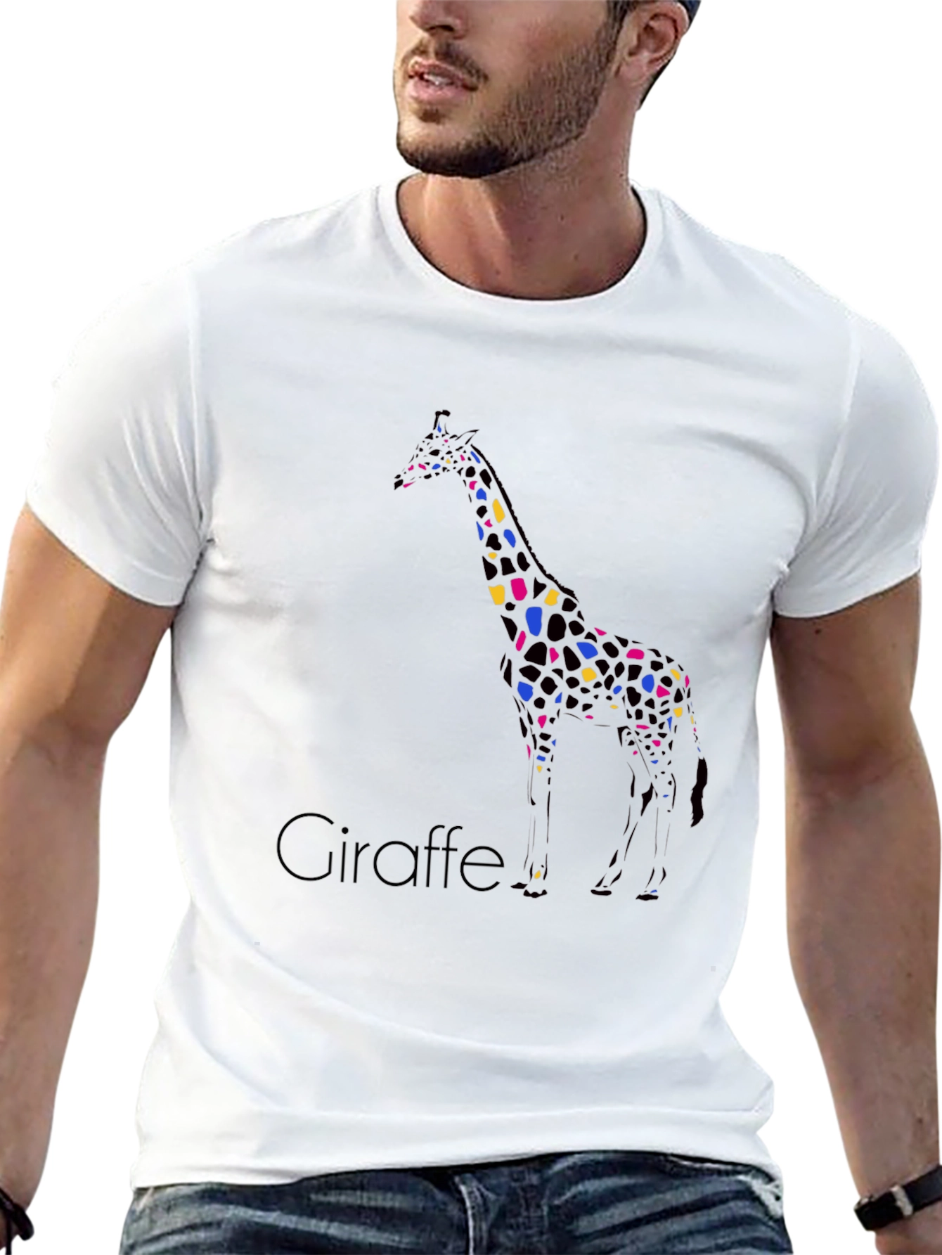 Giraffe Print Crew Neck T-Shirt