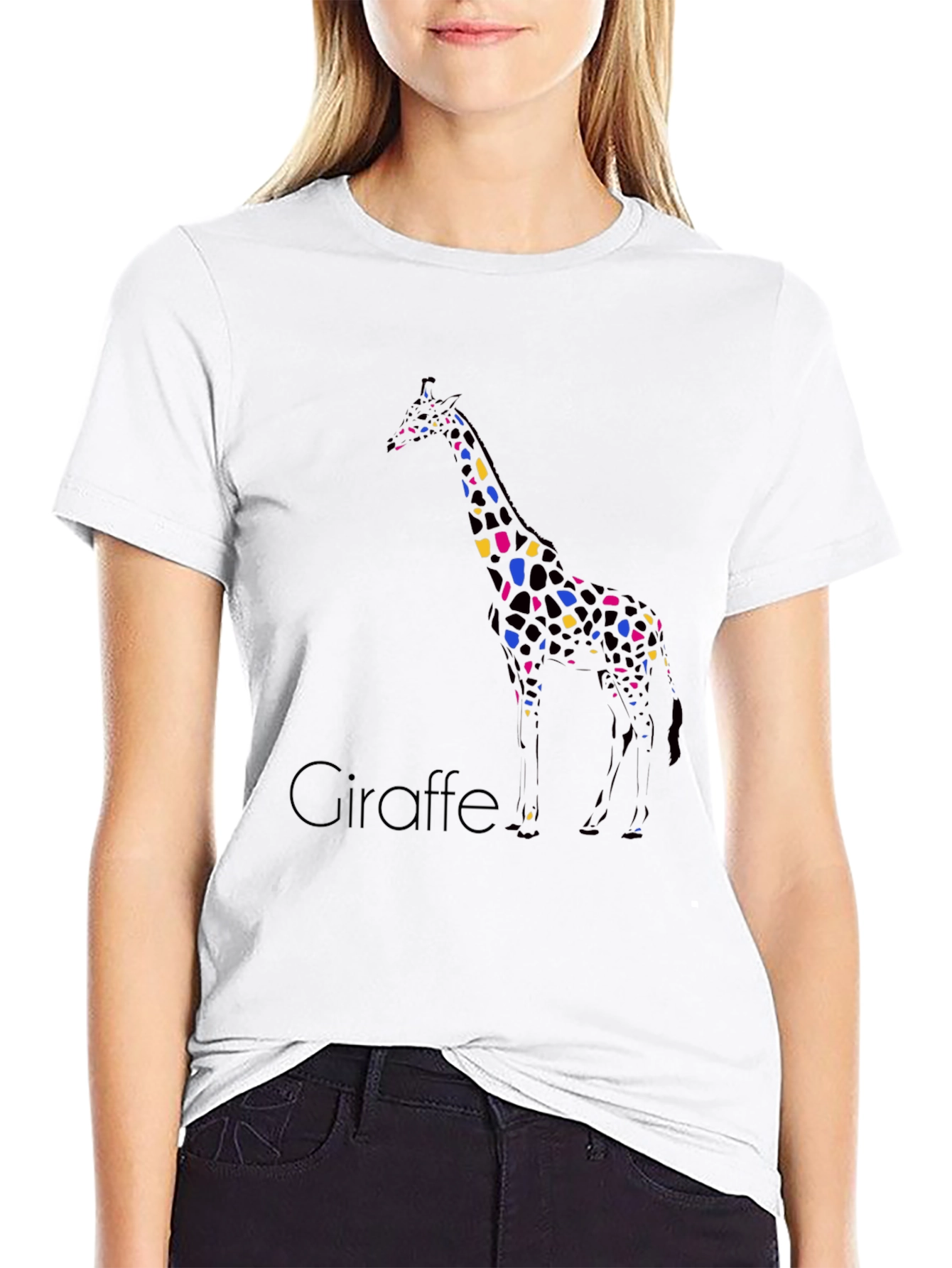 Giraffe Print Crew Neck T-Shirt