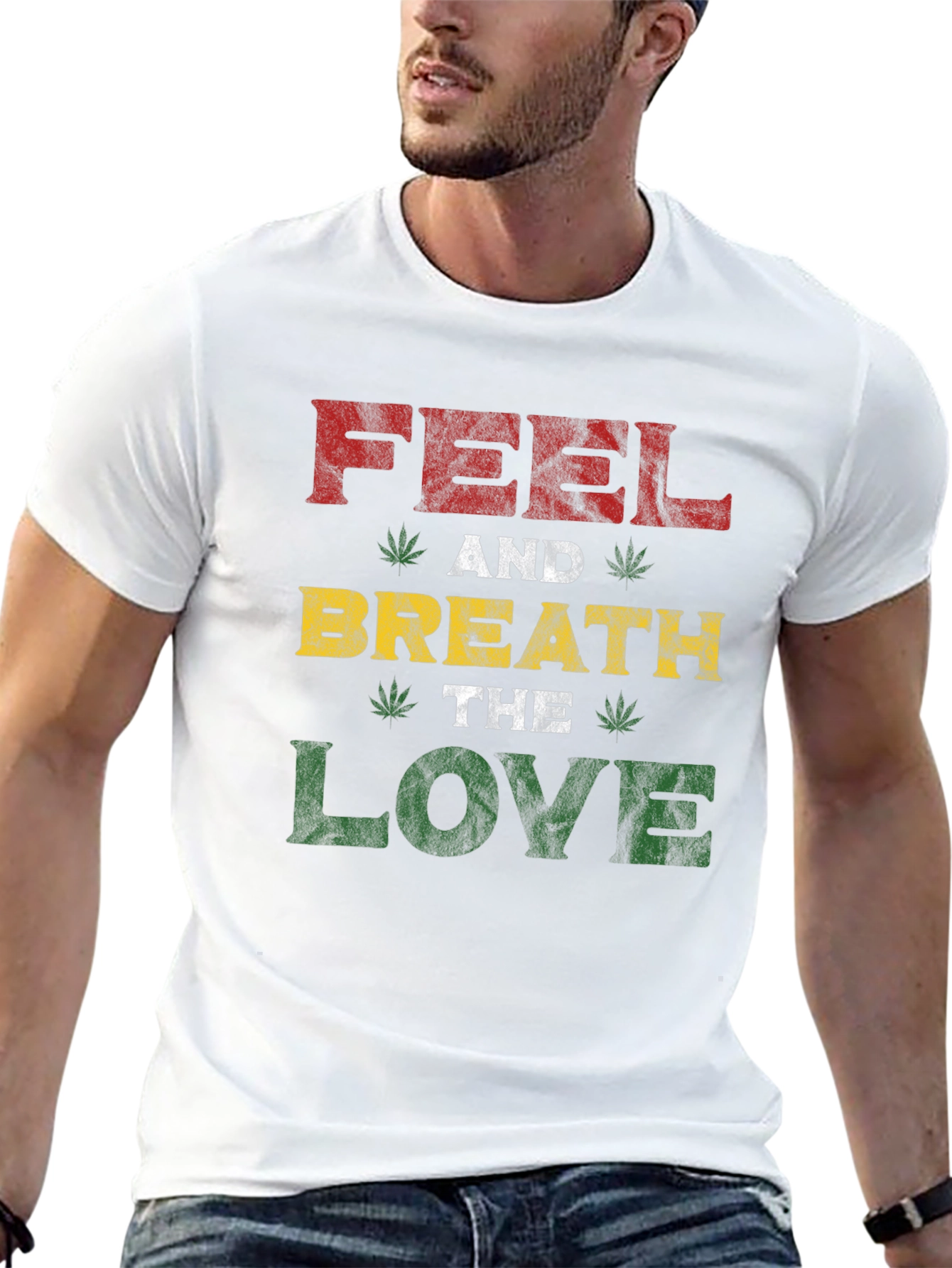 Rasta Feel and Breath the Love Graphic T-Shirt