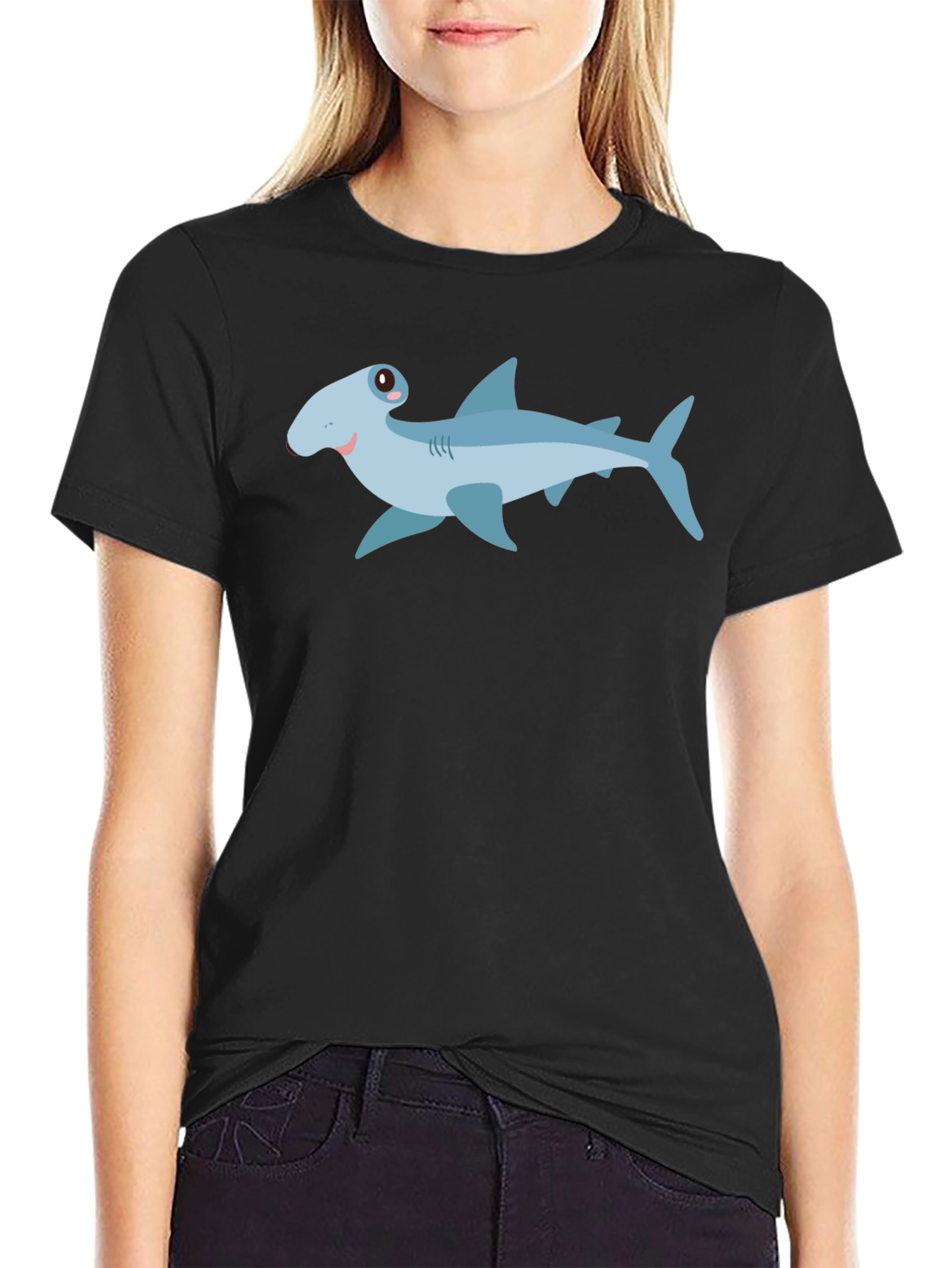 Cartoon Shark Graphic Tee - Mens Black T-Shirt