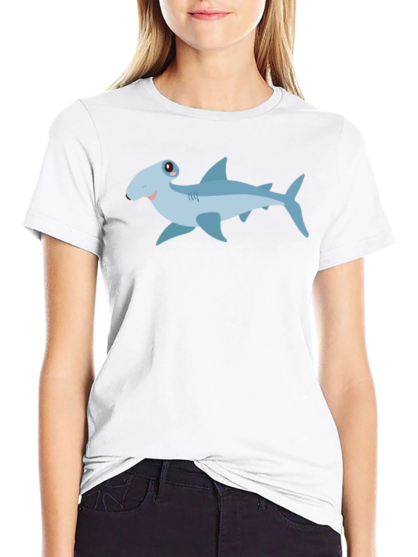 Cartoon Shark Graphic Tee - Mens Black T-Shirt