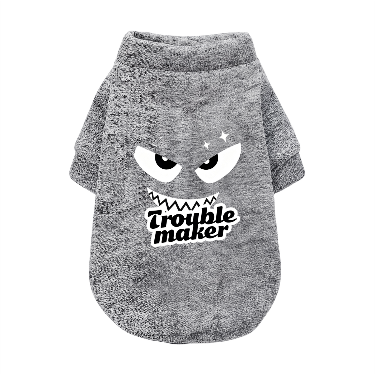 Trouble Maker Spooky Monster Face Cool Dog Cardigan Sweater