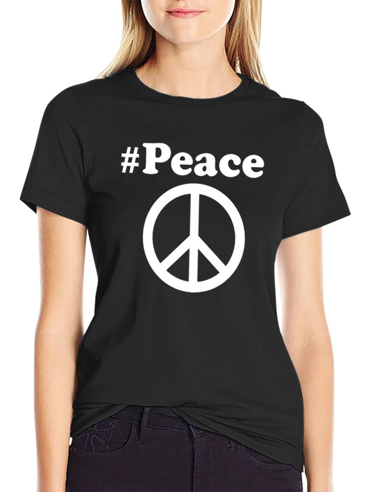 #Peace Black T-Shirt with Peace Sign - Casual Wear