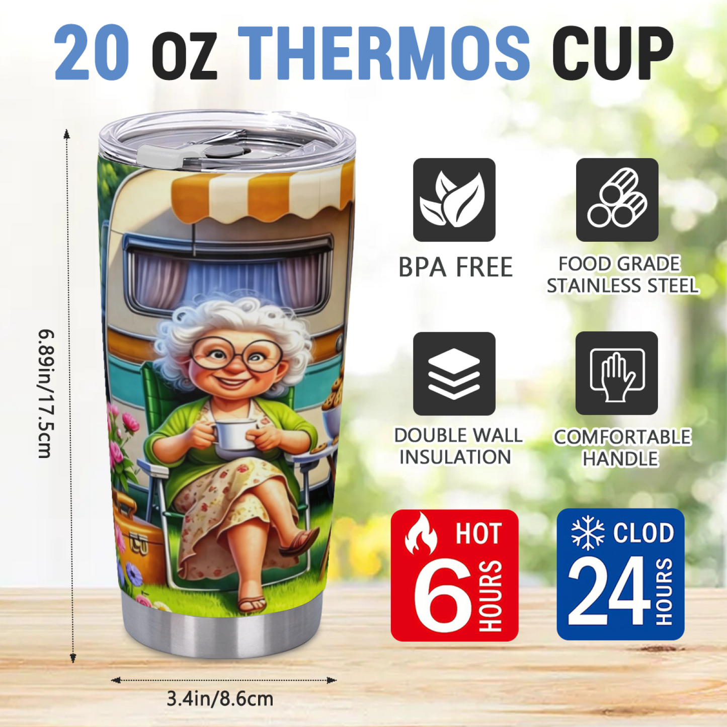 Cozy Camping Grandma Retro Camper Van Sweet Tumbler
