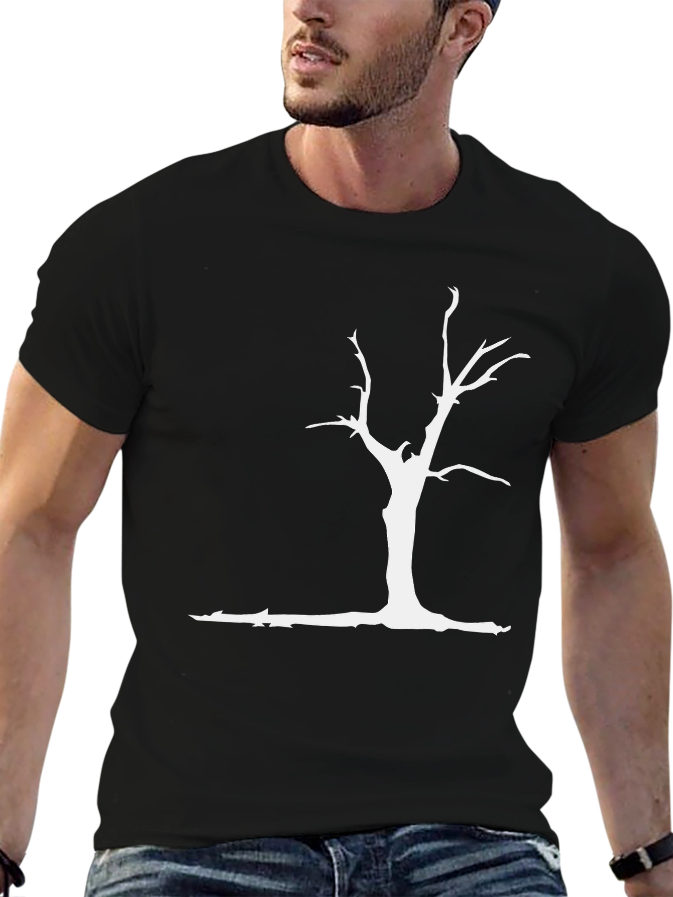 White Tree Graphic Black T-Shirt