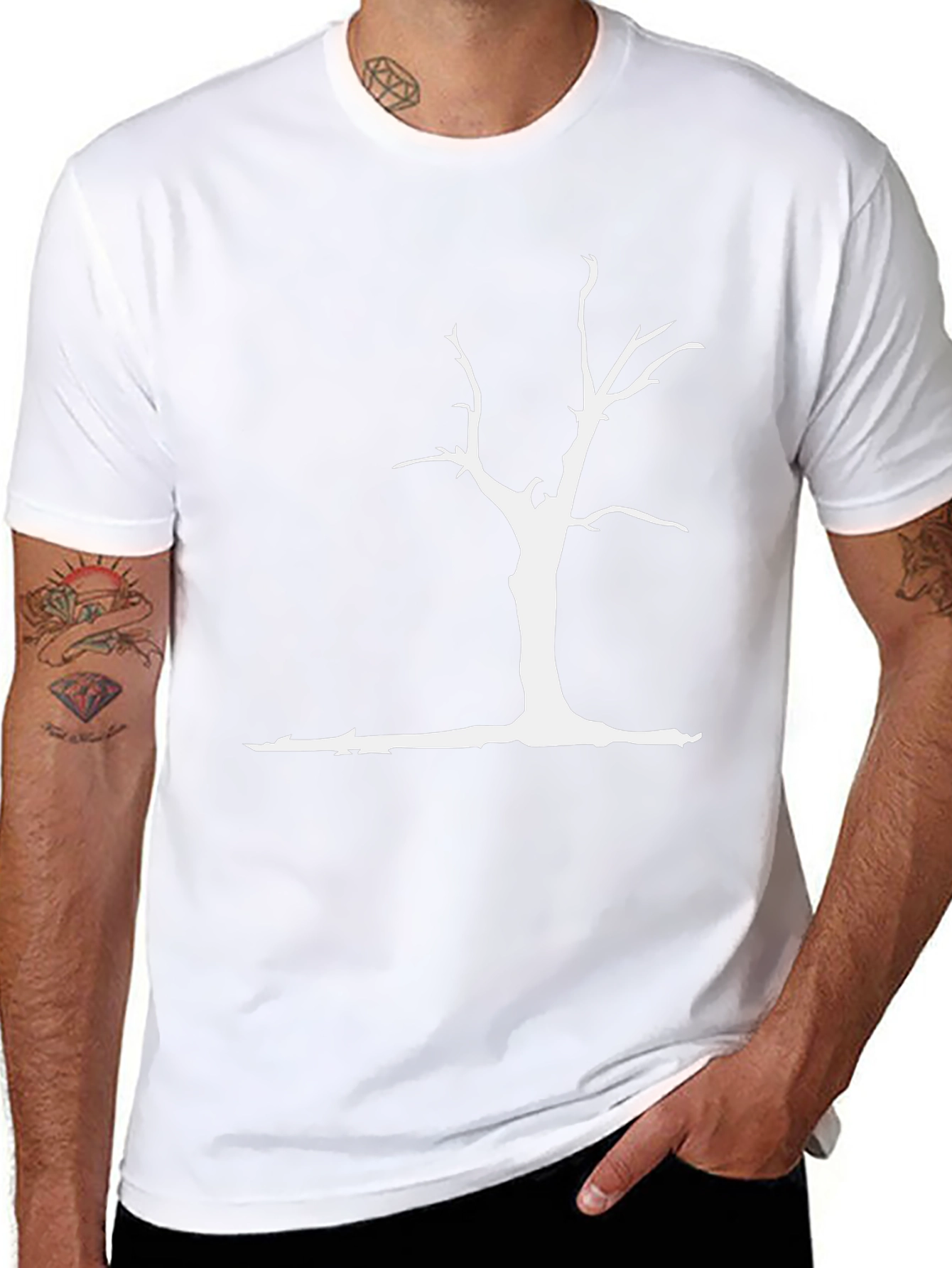 White Tree Graphic Black T-Shirt