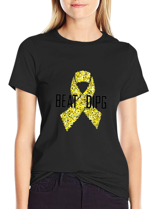 Beat DIPG Awareness Ribbon Tee - Black Cotton Comfort