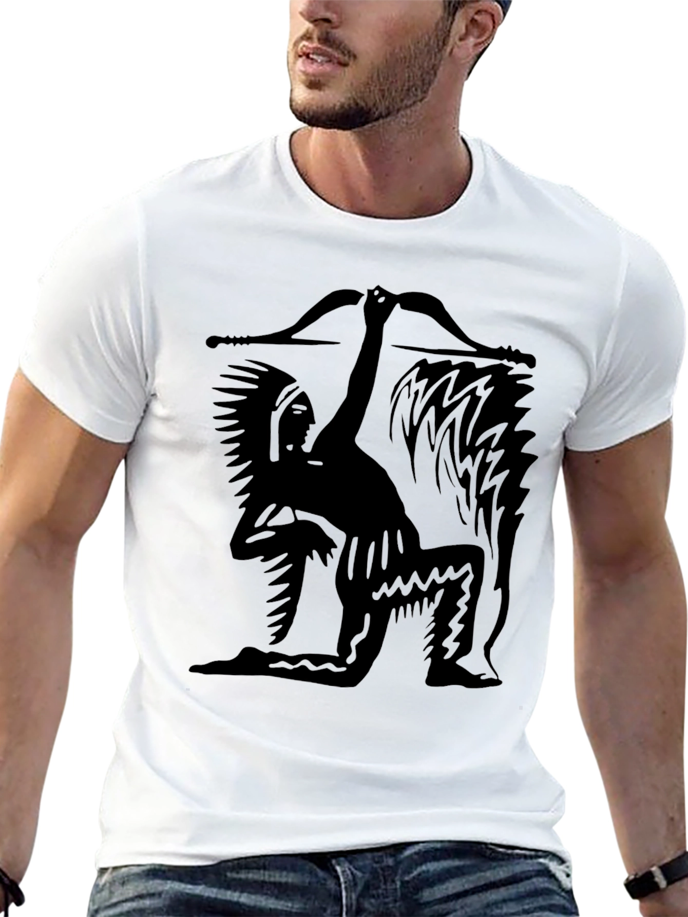 Native American Archer Graphic Tee - Black
