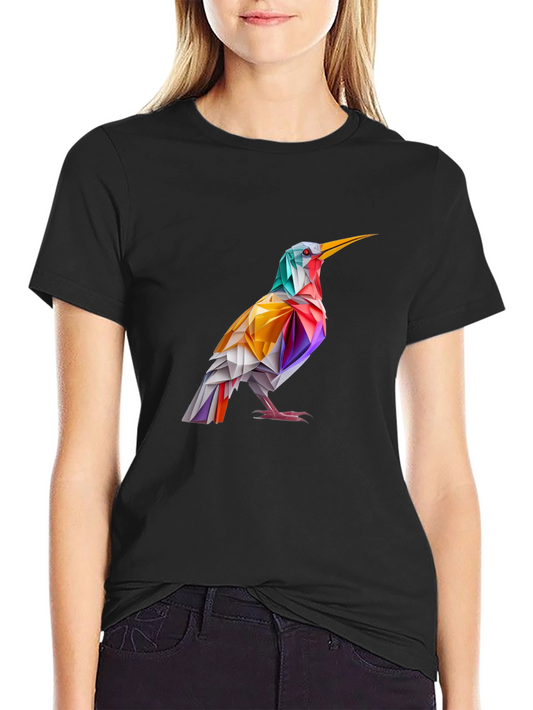 Abstract Bird Graphic Black T-Shirt