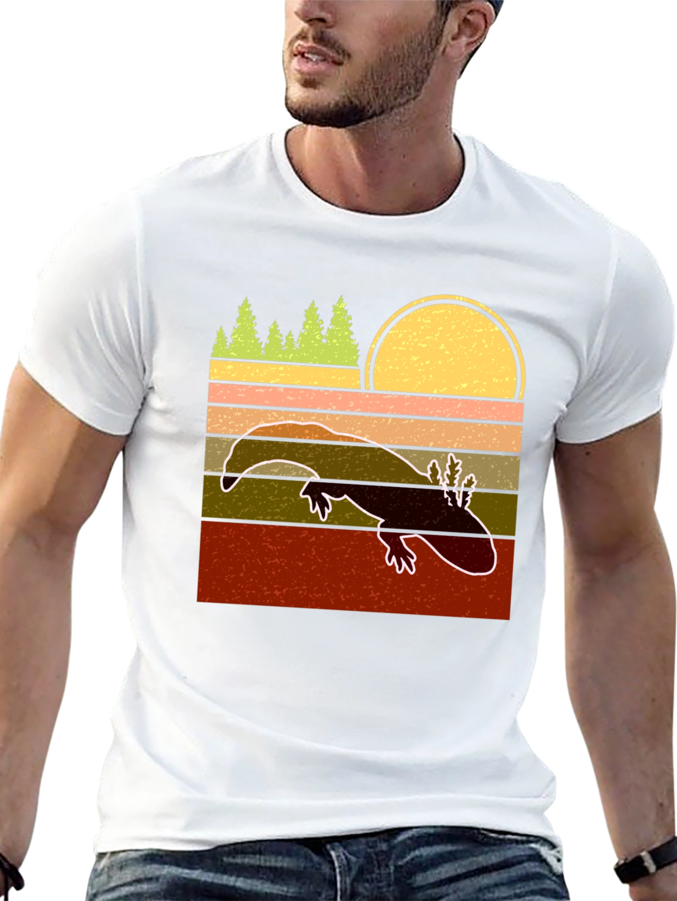 Axolotl Retro Sunset T-Shirt