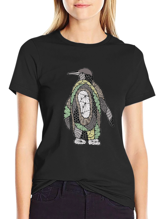 Abstract Penguin Graphic Tee - Black