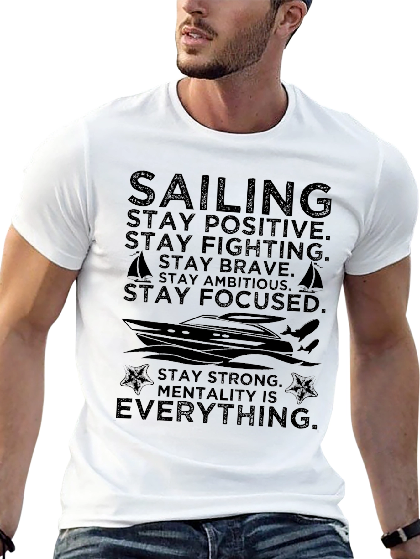 Sailing Motivational Quote Black T-Shirt