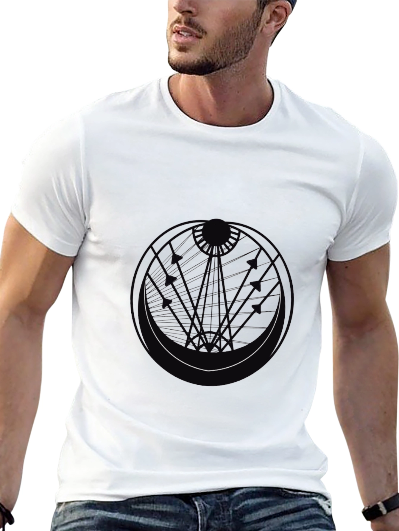 Tower Silhouette Graphic Tee - Black Cotton Blend