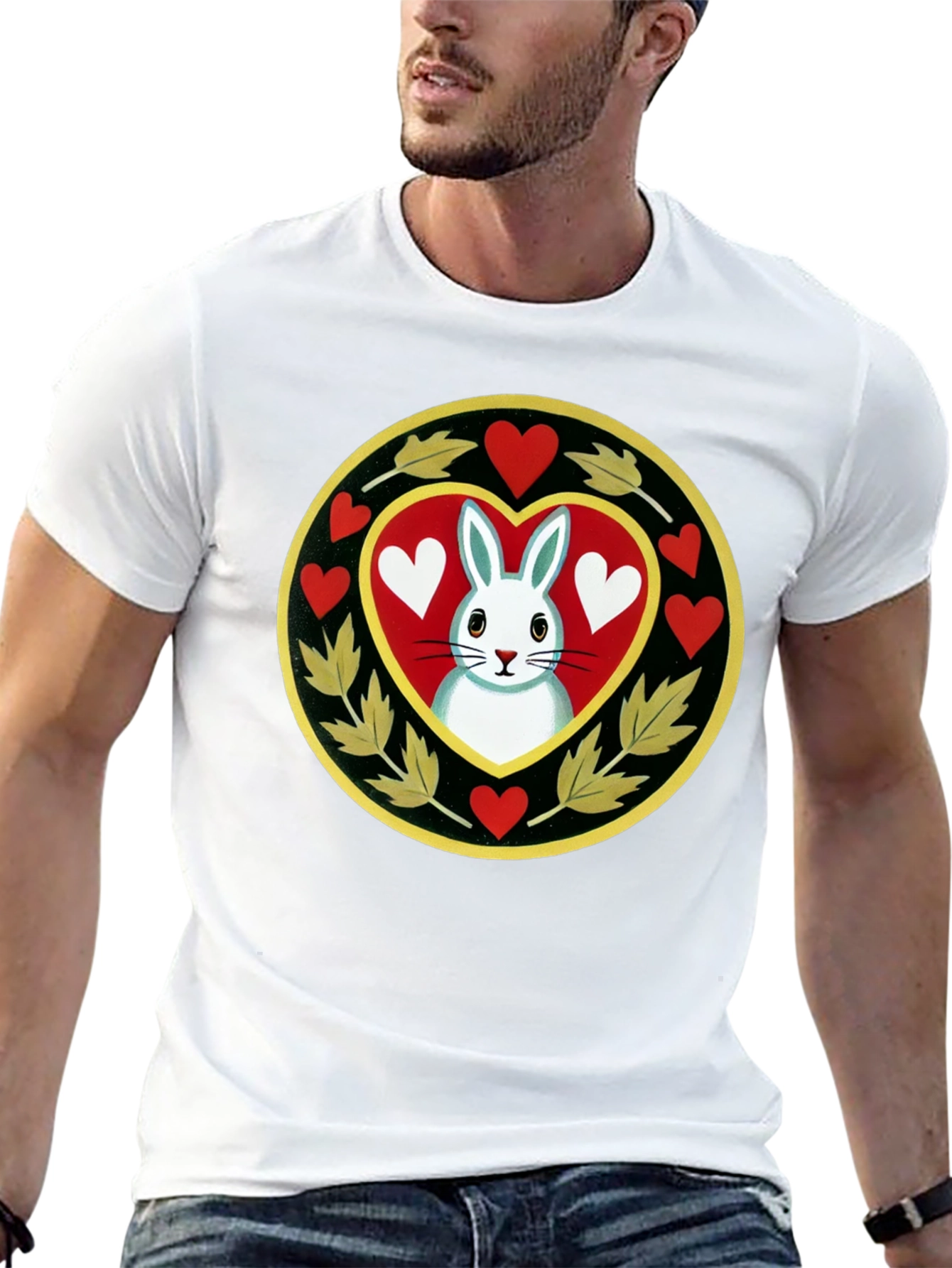 Rabbit Heart T-Shirt - Black Cotton Tee