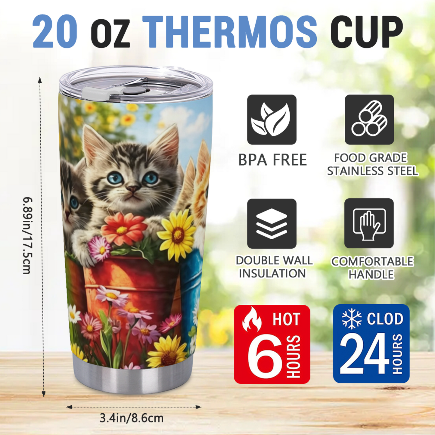 Warm Autumn Pumpkin Country Cottage Garden 20oz Fall Themed Tumbler