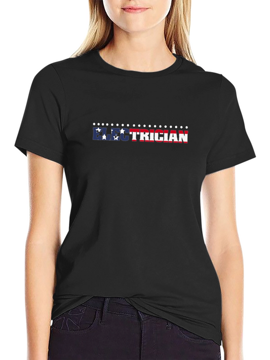 Electrician Patriotic T-Shirt - Black Crew Neck