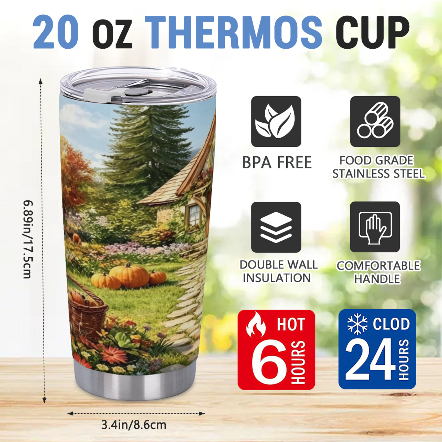 Charming Spring Cottage With Pink Tulip Garden 20oz Insulated Tumbler