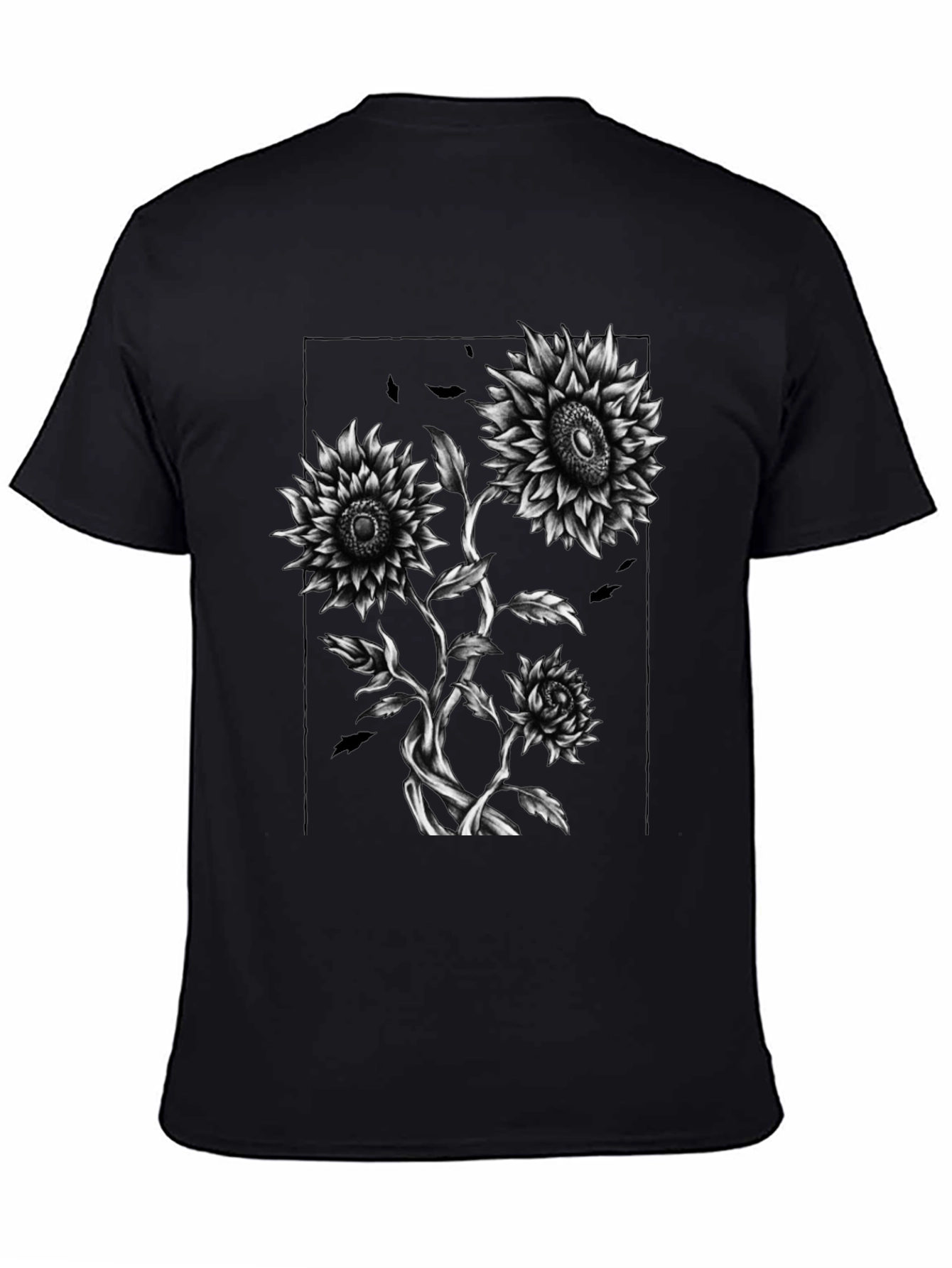 Sunflower Graphic Print Black T-Shirt
